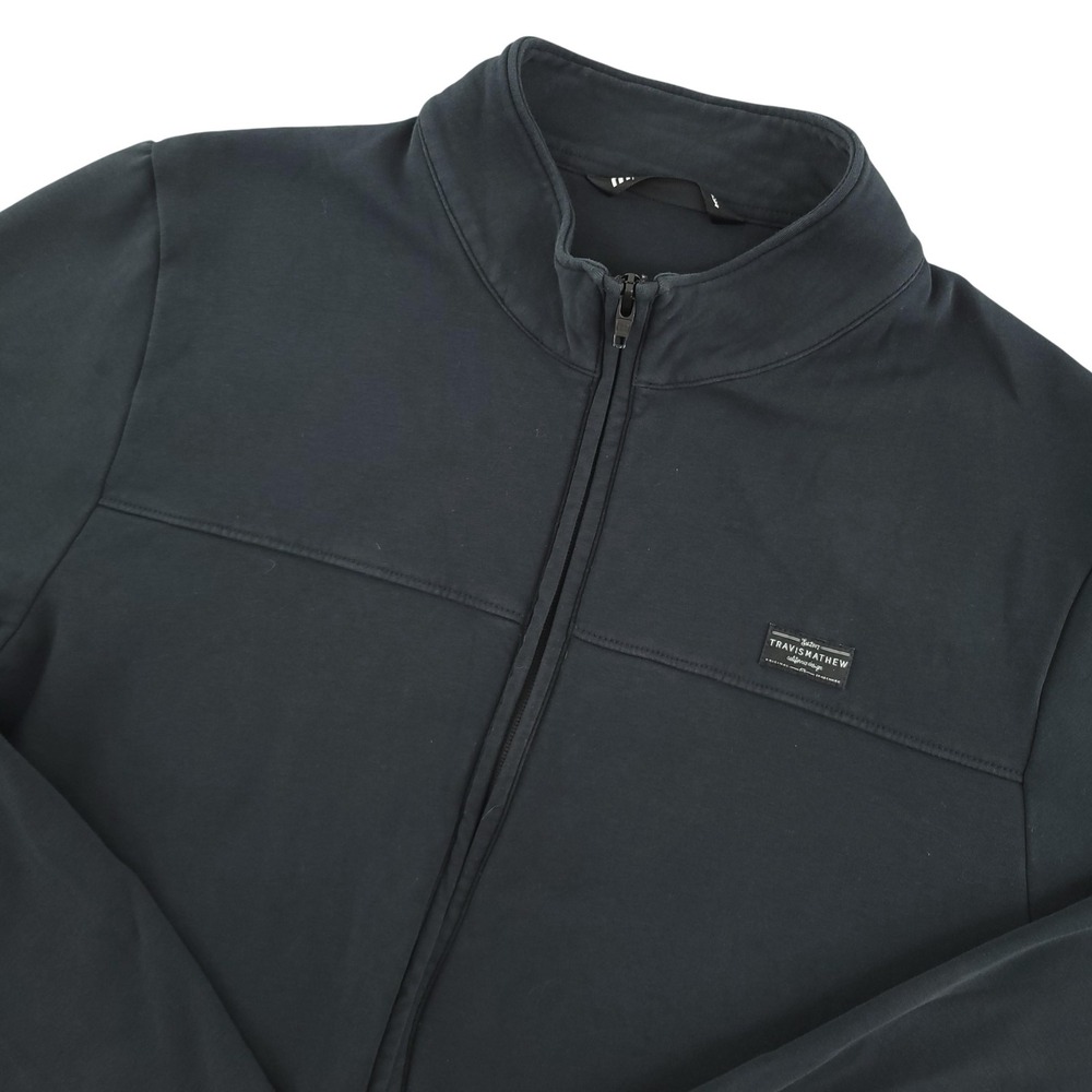 TravisMathew Jacket Mens L Black Fleece Full Zip Stand Collar Golf Casual Layer